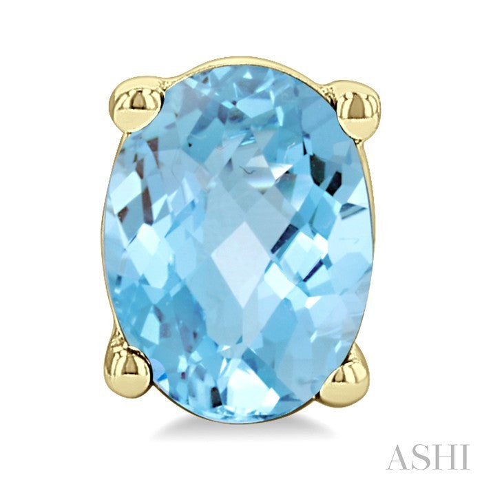 4X3 MM Oval Shape Aquamarine Semi-Precious Stud Earrings in 10K Yellow Gold