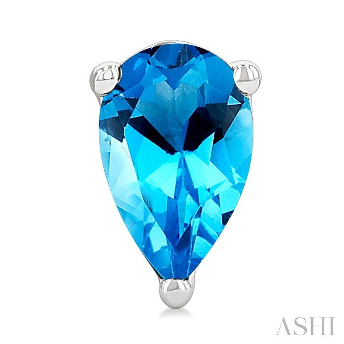 4X3 MM Pear Shape Blue Topaz Semi-Precious Stud Earrings in 10K White Gold