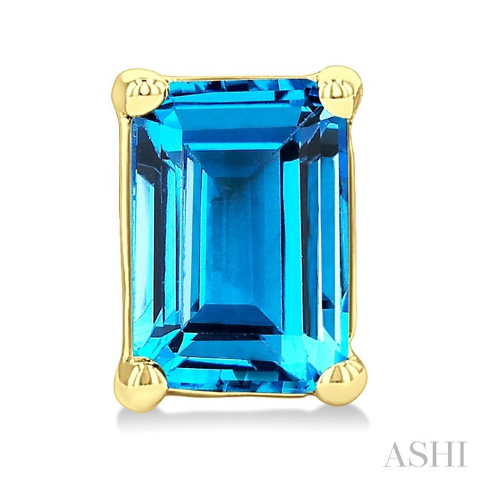 4X3 MM Octagon Shape Blue Topaz Semi-Precious Stud Earrings in 10K Yellow Gold