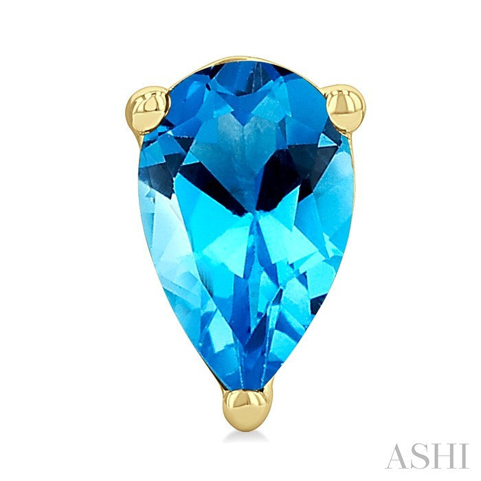 4X3 MM Pear Shape Blue Topaz Semi-Precious Stud Earrings in 10K Yellow Gold
