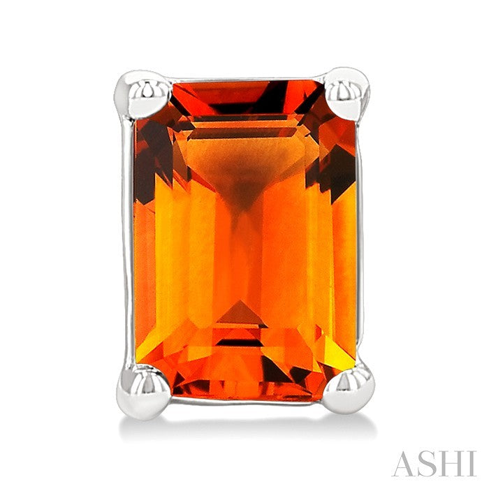 4X3 MM Octagon Shape Citrine Semi-Precious Stud Earrings in 10K White Gold