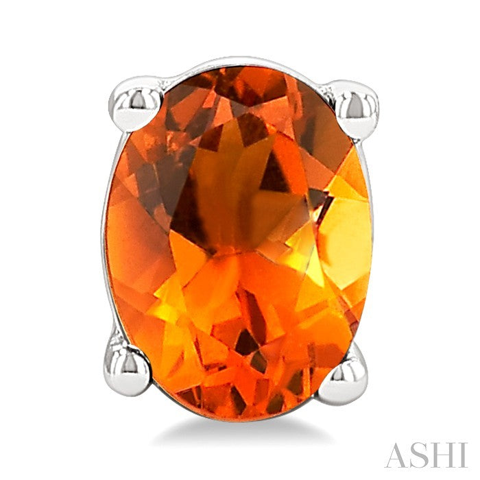 4X3 MM Oval Shape Citrine Semi-Precious Stud Earrings in 10K White Gold