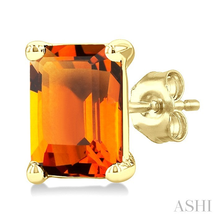 4X3 MM Octagon Shape Citrine Semi-Precious Stud Earrings in 10K Yellow Gold