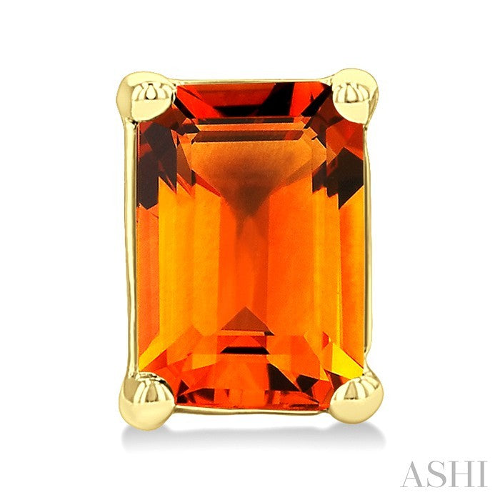4X3 MM Octagon Shape Citrine Semi-Precious Stud Earrings in 10K Yellow Gold