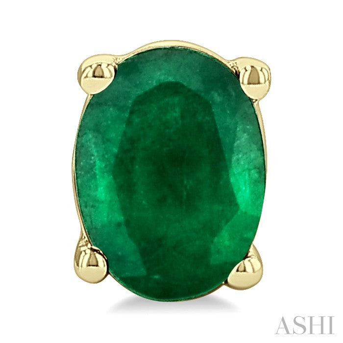 4X3 MM Oval Shape Emerald Precious Stud Earrings in 10K Yellow Gold