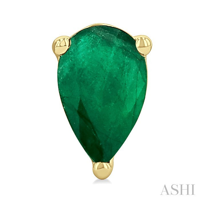 4X3 MM Pear Shape Emerald Precious Stud Earrings in 10K Yellow Gold