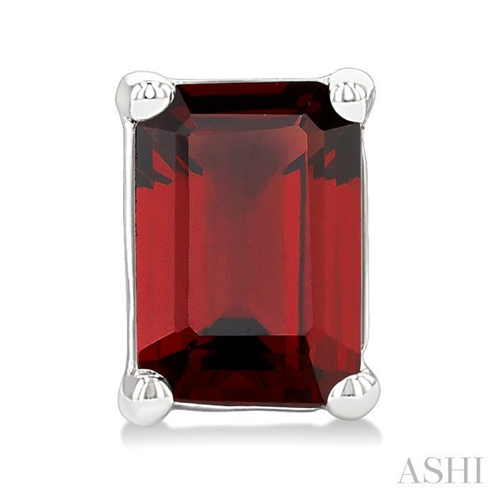 4X3 MM Octagon Shape Garnet Semi-Precious Stud Earrings in 10K White Gold