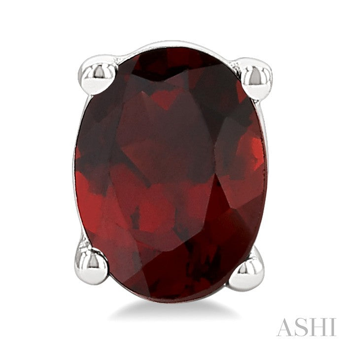 4X3 MM Oval Shape Garnet Semi-Precious Stud Earrings in 10K White Gold