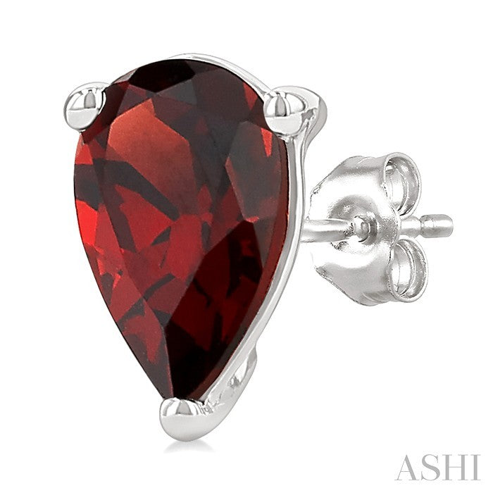 4X3 MM Pear Shape Garnet Semi-Precious Stud Earrings in 10K White Gold