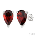 4X3 MM Pear Shape Garnet Semi-Precious Stud Earrings in 10K White Gold