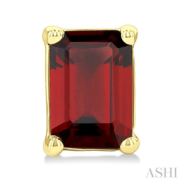 4X3 MM Octagon Shape Garnet Semi-Precious Stud Earrings in 10K Yellow Gold