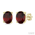 4X3 MM Oval Shape Garnet Semi-Precious Stud Earrings in 10K Yellow Gold