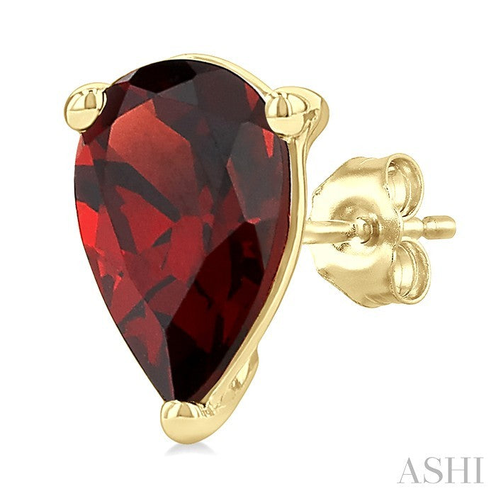 4X3 MM Pear Shape Garnet Semi-Precious Stud Earrings in 10K Yellow Gold