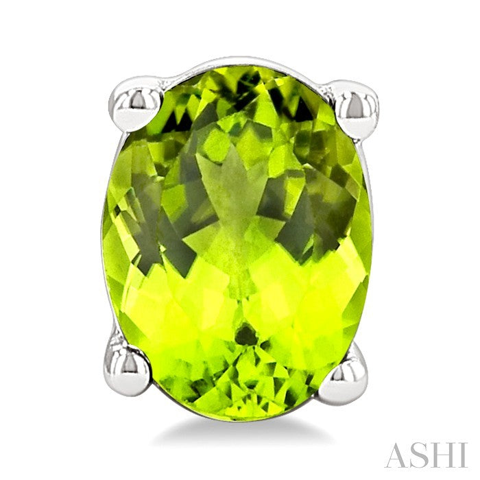 4X3 MM Oval Shape Peridot Semi-Precious Stud Earrings in 10K White Gold
