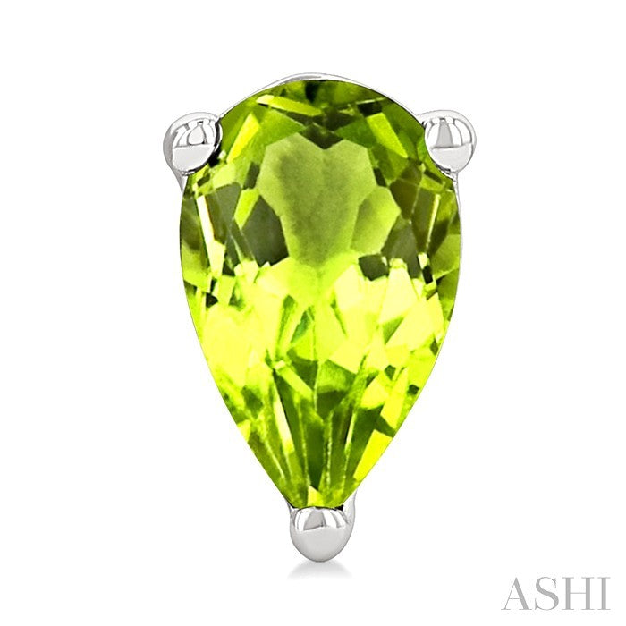 4X3 MM Pear Shape Peridot Semi-Precious Stud Earrings in 10K White Gold
