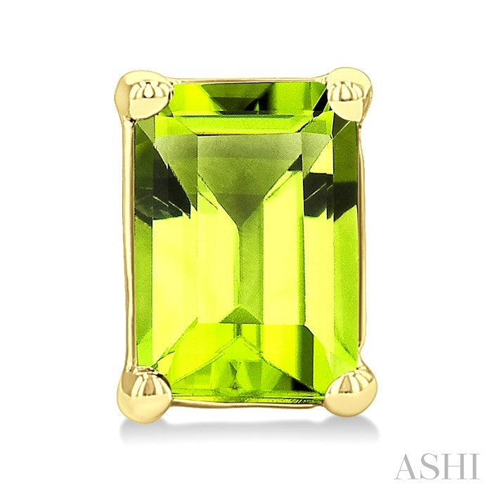 4X3 MM Octagon Shape Peridot Semi-Precious Stud Earrings in 10K Yellow Gold