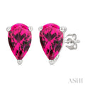 4X3 MM Pear Shape Pink Tourmaline Semi-Precious Stud Earrings in 10K White Gold