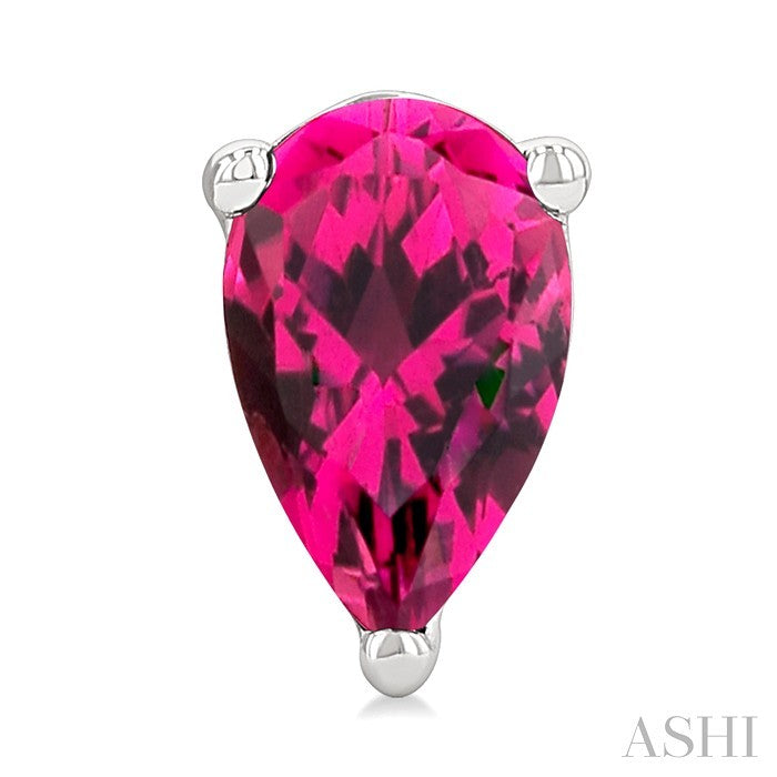 4X3 MM Pear Shape Pink Tourmaline Semi-Precious Stud Earrings in 10K White Gold