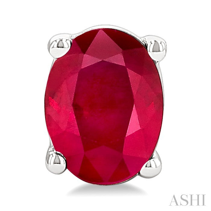4X3 MM Oval Shape Ruby Precious Stud Earrings in 10K White Gold
