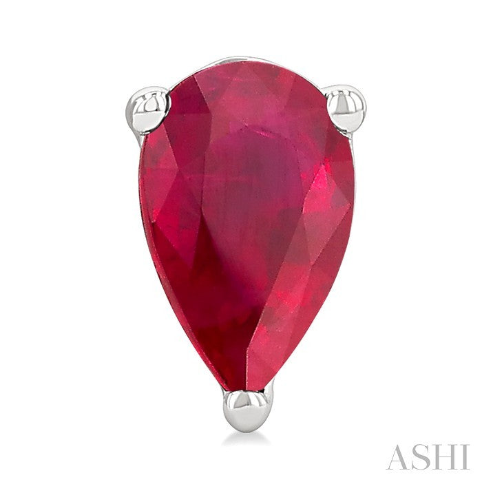 4X3 MM Pear Shape Ruby Precious Stud Earrings in 10K White Gold