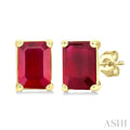 4X3 MM Octagon Shape Ruby Precious Stud Earrings in 10K Yellow Gold