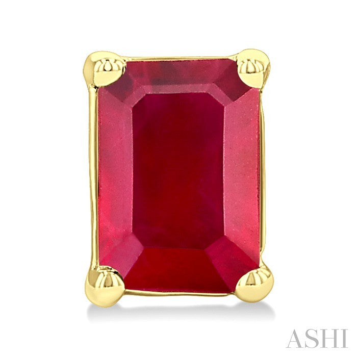 4X3 MM Octagon Shape Ruby Precious Stud Earrings in 10K Yellow Gold