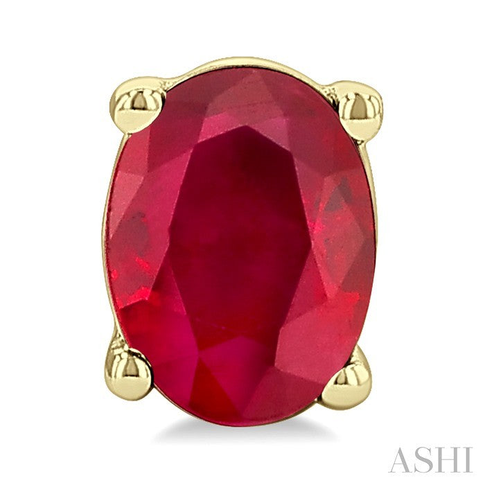4X3 MM Oval Shape Ruby Precious Stud Earrings in 10K Yellow Gold