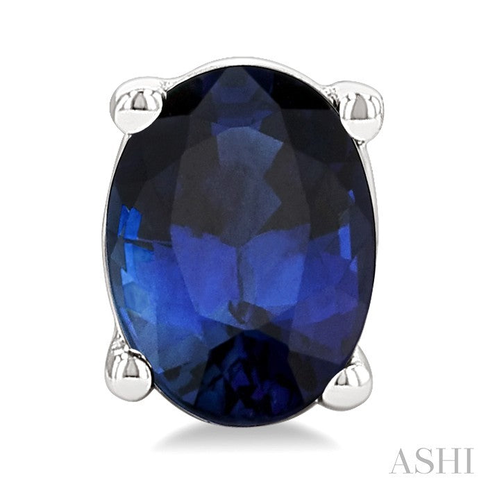 4X3 MM Oval Shape Sapphire Precious Stud Earrings in 10K White Gold
