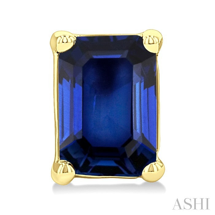 4X3 MM Octagon Shape Sapphire Precious Stud Earrings in 10K Yellow Gold