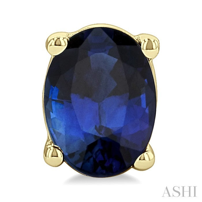 4X3 MM Oval Shape Sapphire Precious Stud Earrings in 10K Yellow Gold