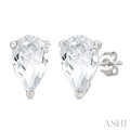 4X3 MM Pear Shape White Topaz Semi-Precious Stud Earrings in 10K White Gold