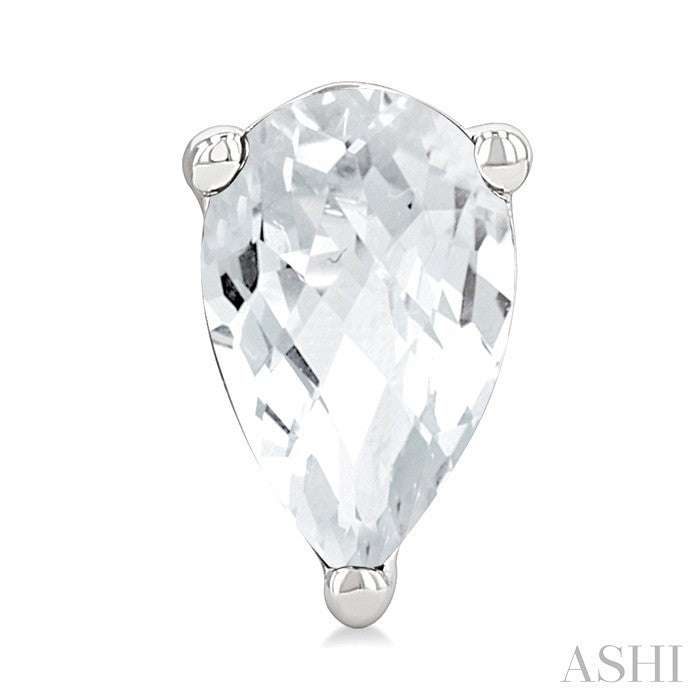 4X3 MM Pear Shape White Topaz Semi-Precious Stud Earrings in 10K White Gold