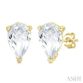 4X3 MM Pear Shape White Topaz Semi-Precious Stud Earrings in 10K Yellow Gold