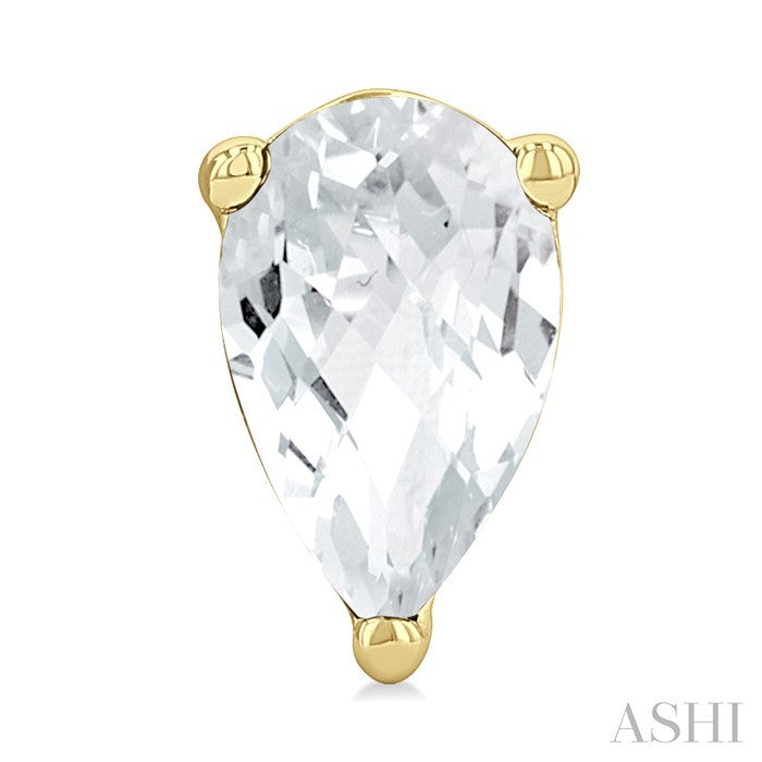 4X3 MM Pear Shape White Topaz Semi-Precious Stud Earrings in 10K Yellow Gold