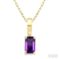 5X3 MM Octagon Shape Amethyst Semi-Precious Solitaire Pendant With Chain in 10K Yellow Gold