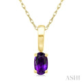 5X3 MM Oval Shape Amethyst Semi-Precious Solitaire Pendant With Chain in 10K Yellow Gold