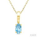 5X3 MM Oval Shape Aquamarine Semi-Precious Solitaire Pendant With Chain in 10K Yellow Gold