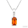 5X3 MM Octagon Shape Citrine Semi-Precious Solitaire Pendant With Chain in 10K White Gold