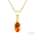 5X3 MM Oval Shape Citrine Semi-Precious Solitaire Pendant With Chain in 10K Yellow Gold