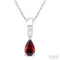 5X3 MM Pear Shape Garnet Semi-Precious Solitaire Pendant With Chain in 10K White Gold