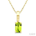 5X3 MM Octagon Shape Peridot Semi-Precious Solitaire Pendant With Chain in 10K Yellow Gold