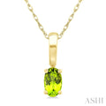 5X3 MM Oval Shape Peridot Semi-Precious Solitaire Pendant With Chain in 10K Yellow Gold