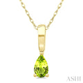 5X3 MM Pear Shape Peridot Semi-Precious Solitaire Pendant With Chain in 10K Yellow Gold