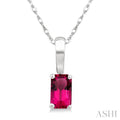 5X3 MM Octagon Shape Pink Tourmaline Semi-Precious Solitaire Pendant With Chain in 10K White Gold