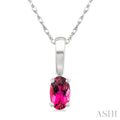 5X3 MM Oval Shape Pink Tourmaline Semi-Precious Solitaire Pendant With Chain in 10K White Gold