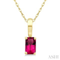 5X3 MM Octagon Shape Pink Tourmaline Semi-Precious Solitaire Pendant With Chain in 10K Yellow Gold