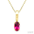 5X3 MM Oval Shape Pink Tourmaline Semi-Precious Solitaire Pendant With Chain in 10K Yellow Gold