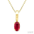 5X3 MM Oval Shape Ruby Precious Solitaire Pendant With Chain in 10K Yellow Gold