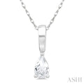 5X3 MM Pear Shape White Topaz Semi-Precious Solitaire Pendant With Chain in 10K White Gold