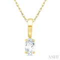 5X3 MM Oval Shape White Topaz Semi-Precious Solitaire Pendant With Chain in 10K Yellow Gold